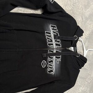 Harley-Davidson Black and White Zip-Up Hoodie